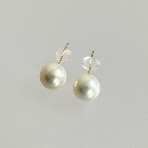 Fresh water  pearl round 8mm nudeピアス　イヤリング - hikari pearl.