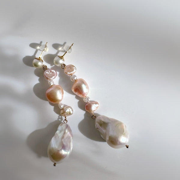 oyster baroque  pearl nuance ピアス　イヤリング　pink