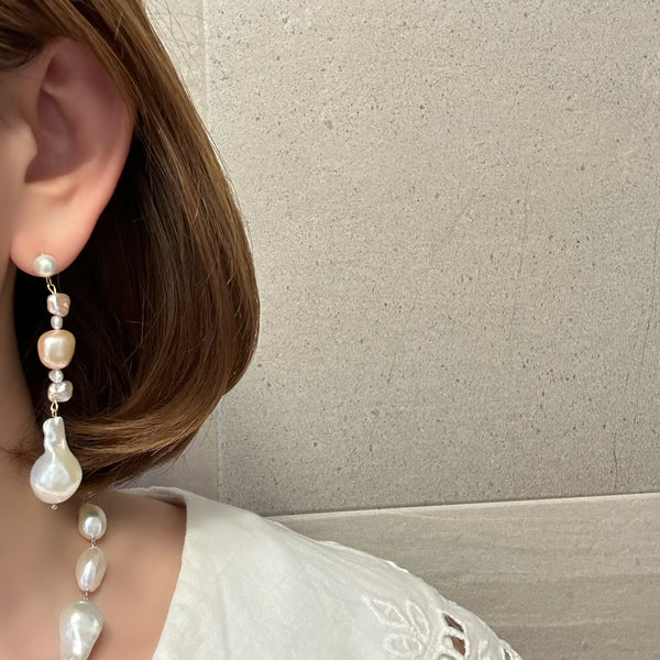 oyster baroque  pearl nuance ピアス　イヤリング　pink