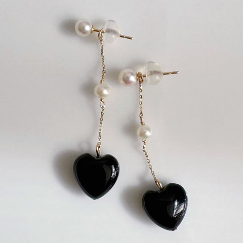 k10/k18 onyx coeur station  pearl charm ピアス　イヤリング