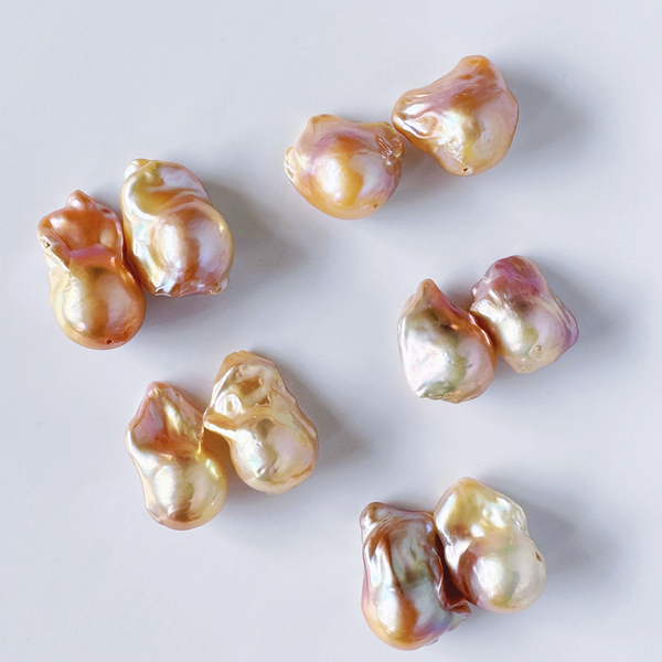 natural color oyster baroque  pearl crystal nudeピアス　イヤリング - hikari pearl.