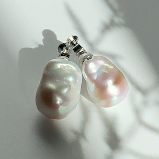 oyster baroque  crystal nudeピアス　イヤリング - hikari pearl.