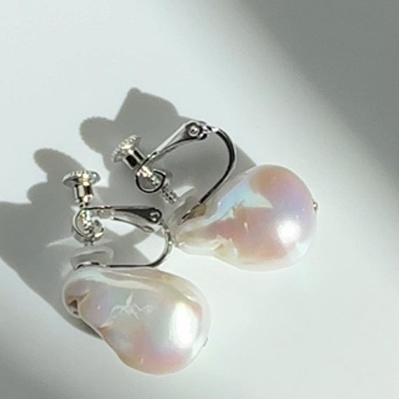 oyster baroque  crystal nudeピアス　イヤリング - hikari pearl.