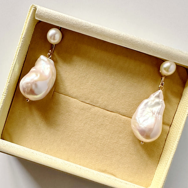 14kgf  oyster baroque  pearl 2way ピアス イヤリング - hikari pearl.