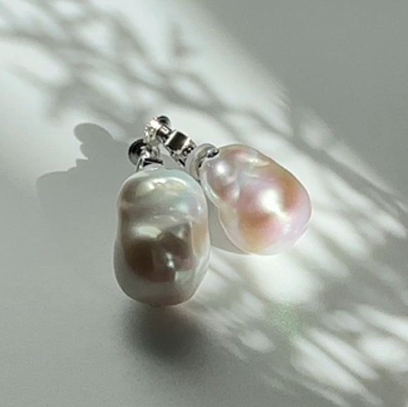 oyster baroque  crystal nudeピアス　イヤリング - hikari pearl.