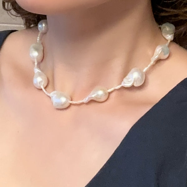 baroque pearl oyster station necklace