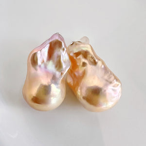 natural color oyster baroque  pearl crystal nudeピアス　イヤリング - hikari pearl.