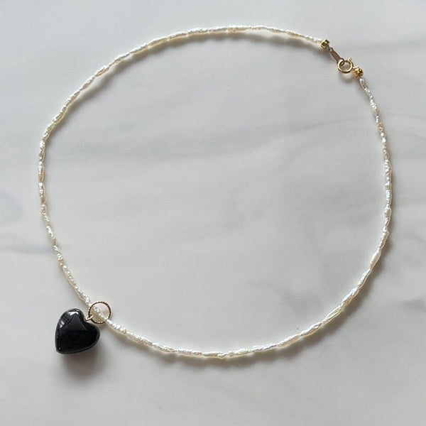 onyx coeur  keshi pearl  necklace ネックレス