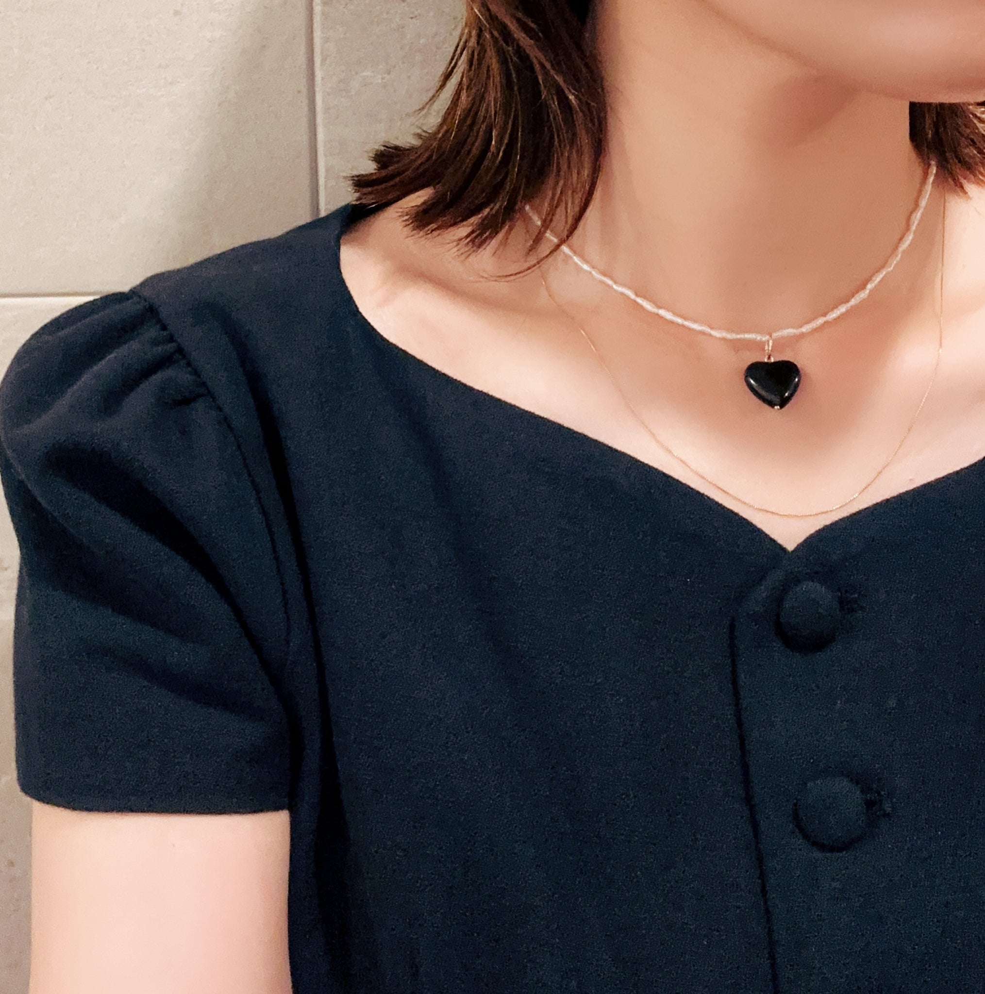 onyx coeur  keshi pearl  necklace ネックレス