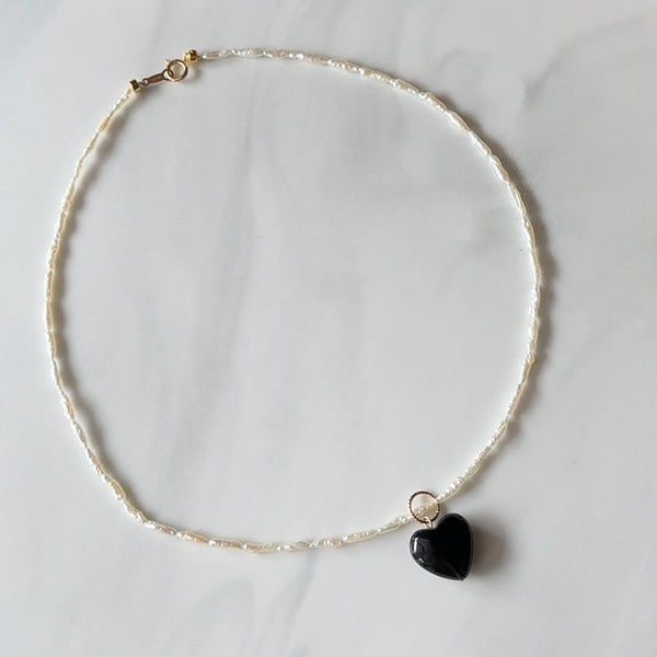 onyx coeur  keshi pearl  necklace ネックレス