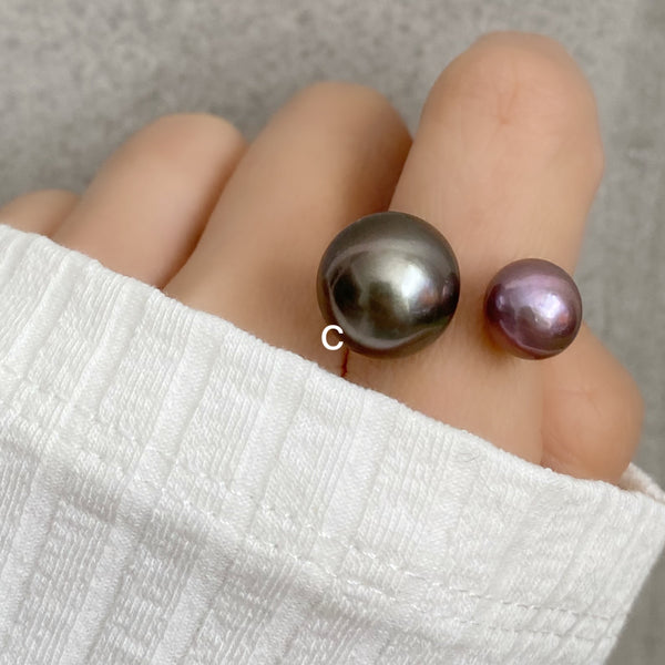 Baroque Tahiti  natural pink  double  pearl ring リング - hikari pearl.