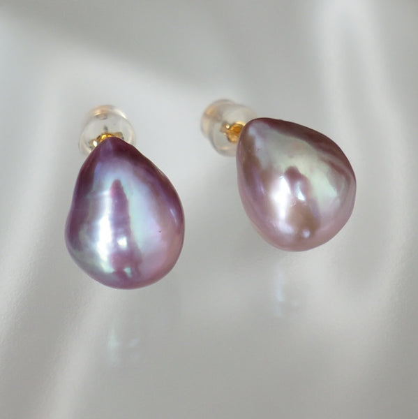 k18 natural color baroque  pearl ピアス - hikari pearl.