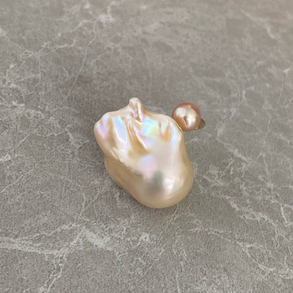 一点もの　natural color baroque  double  pearl ring - hikari pearl.