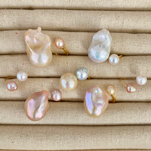 一点もの　natural color baroque  double  pearl ring - hikari pearl.