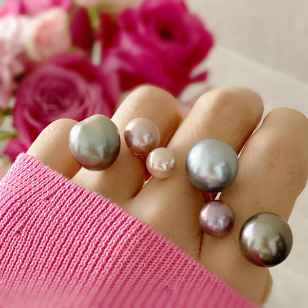 Baroque Tahiti  natural pink  double  pearl ring リング - hikari pearl.