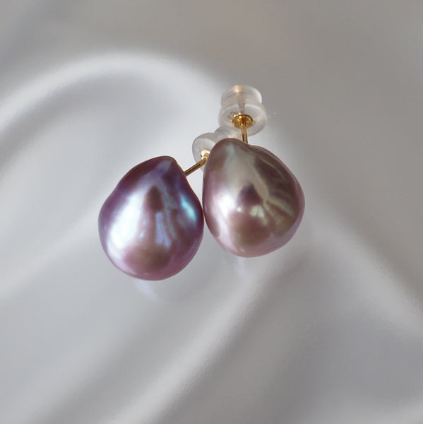 k18 natural color baroque  pearl ピアス - hikari pearl.