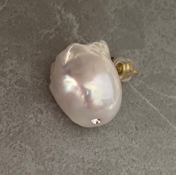 oyster baroque  crystal nudeピアス　イヤリング - hikari pearl.