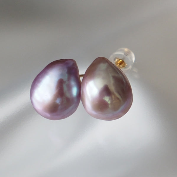 k18 natural color baroque  pearl ピアス - hikari pearl.