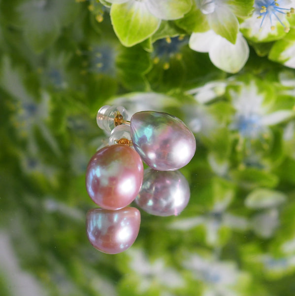 k18 natural color baroque  pearl ピアス - hikari pearl.