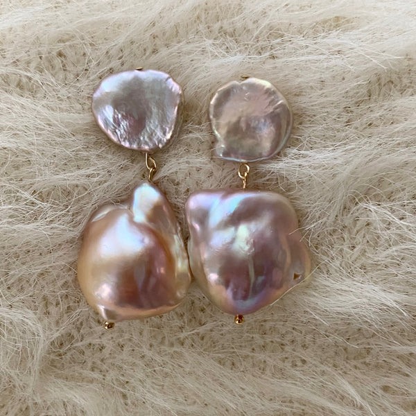 natural petal oyster baroque  pearl weddingピアス　イヤリング - hikari pearl.