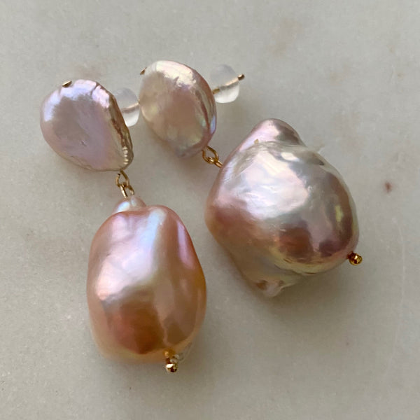 natural petal oyster baroque  pearl weddingピアス　イヤリング - hikari pearl.