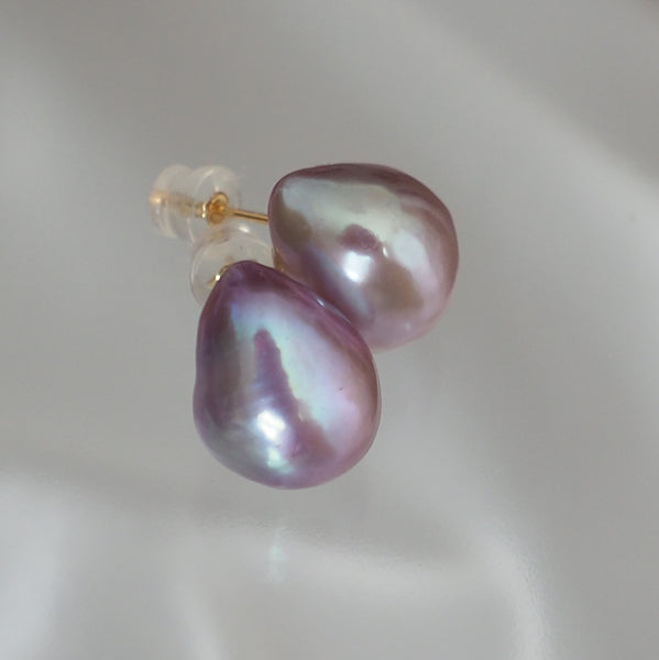 k18 natural color baroque  pearl ピアス - hikari pearl.