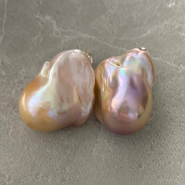 natural color baroque  pearl crystal nudeピアス　イヤリング - hikari pearl.