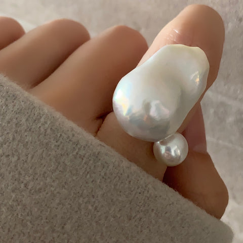 一点もの　Special Baroque  pearl double  pearl ring リング - hikari pearl.