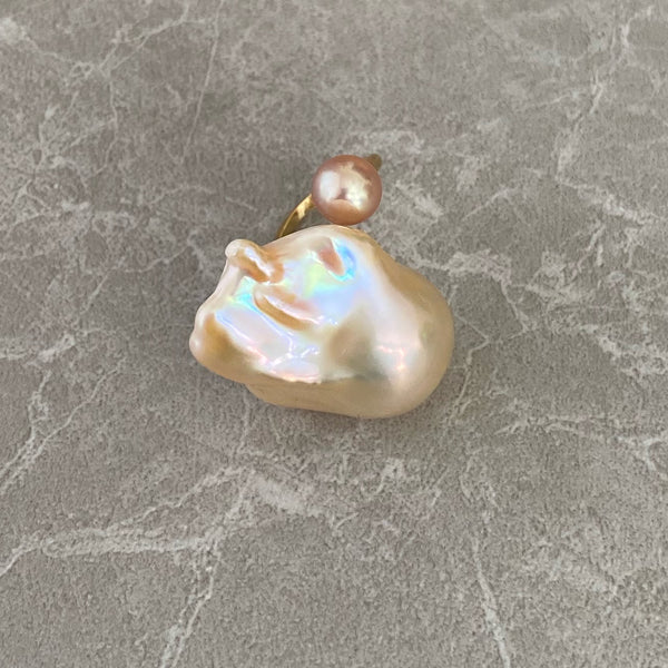 一点もの　natural color baroque  double  pearl ring - hikari pearl.