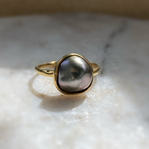 一点もの　tahiti  keshi ring No.7 - hikari pearl.