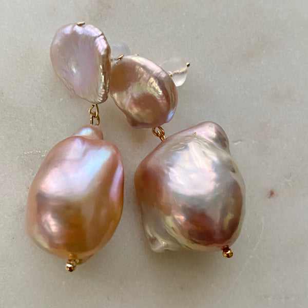 natural petal oyster baroque  pearl weddingピアス　イヤリング - hikari pearl.