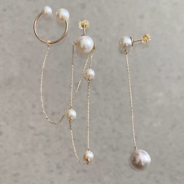 Fresh water  pearl asymmetry イヤーカフ　ピアス　イヤリング - hikari pearl.