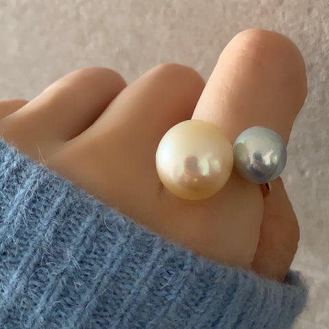 一点もの　South Sea pearl Akoya double  pearl ring リング - hikari pearl.