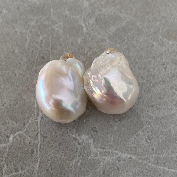 oyster baroque  crystal nudeピアス　イヤリング - hikari pearl.